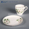 Elegante hueso China 6 personas establece la impresión de cerámica fina taza de café conjunto